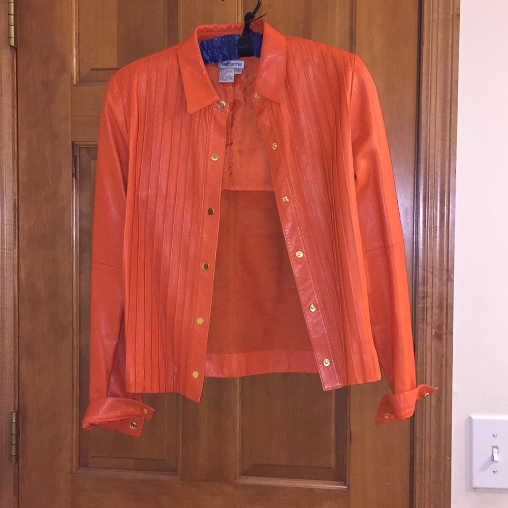 Orange 100% leather jacket